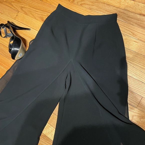 JBS Ltd Vintage Palazzos High Waist Sheer Split/Slit High Rise Waist Wide Flare - Picture 4 of 8